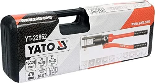 Hidraulinės antgalių užspaudimo ir suveržimo žnyplės Yato YT-22861. 16–240 mm2