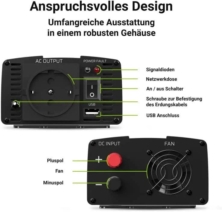 Green Cell Žalias Cell Inverteris 12V/220V 2000W/4000W Modifikuota sinusinė išėjimo įtampa Žalias Cell