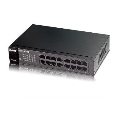 „Zyxel GS1100-16/16-port 10/100/1000Mbps Gigabit Ethernet“ komutatorius, be ventiliatoriaus, 802.3az (Žalias), darbalaukio