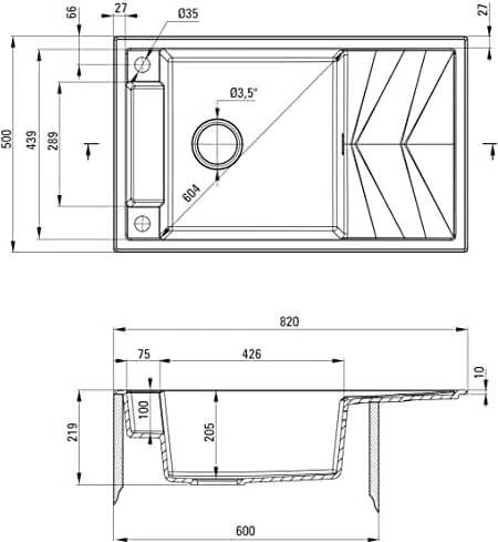 Deante granitinė virtuvinė plautuvė su magnetais Deante Magnetic ZRM G113, Metallic graphite