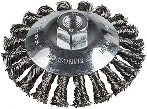 KLINGSPOR KŪGINIS ŠEPETYS 100mm M14 BK600Z IŠ NERŪDIJANČIO PLIENO SUSUKTA VIELA