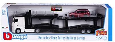 BBURAGO 1/43 Street Fire auto vilkikas Mercedes Benz Actros su automobiliu, asort., 18-31458