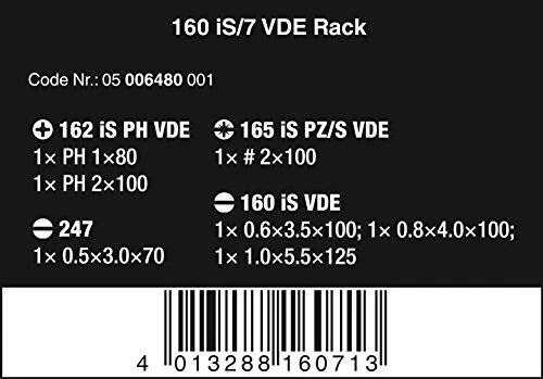 Elektriko atsuktuvų SLIM komplektas 7vnt WERA 160iS/7. PH+plokšti. Kraftform Plus + testeris + lentynėlė