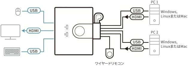 CS22HF KVM jungiklio sujungimo schema