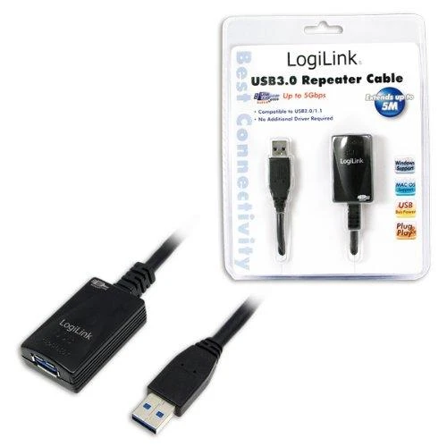 LOGILINK UA0127 LOGILINK - kartotuvo laidas USB 3.0 Juodas 5m