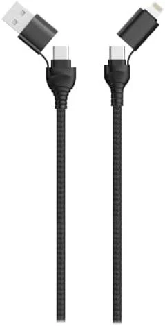 2GO USB / Type C Ladekabel 4 in 1 USB A, Lighn. 1,2m sw