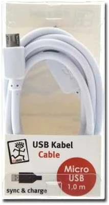 Kabelis USB 2GO USB-B - micro-B 1 m Baltas (795202)