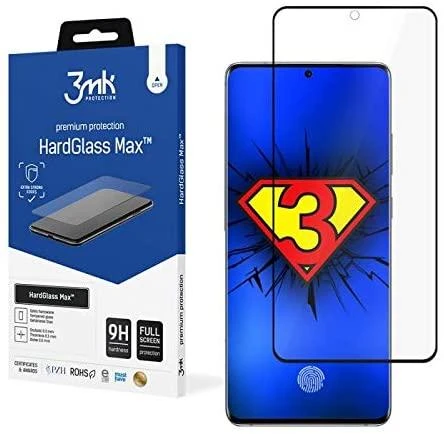 LCD apsauginis stikliukas 3MK Hard Glass Max Finger Print Samsung G980 S20 juodas