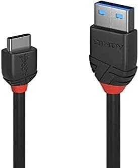 USB Kabelis - LINDY Juodas Line USB 3.2 Type A į C Laidas, M/M, 10Gbps, 15W, 0.15 m, Juodas
