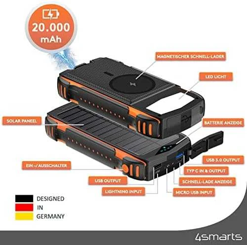 4Smarts Solar Power Bank Rugged TitanPack UltiMag 20000mAh juodas (juodas)