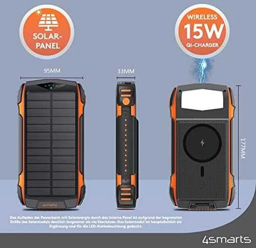 4Smarts Solar Power Bank Rugged TitanPack UltiMag 20000mAh juodas (juodas)