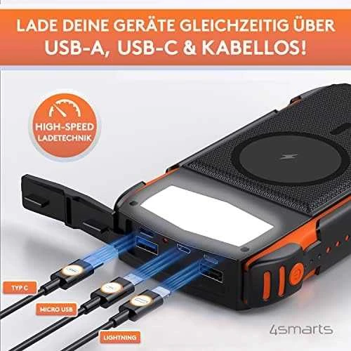 4Smarts Solar Power Bank Rugged TitanPack UltiMag 20000mAh juodas (juodas)