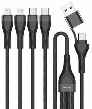 Kabelis USB-C/USB-A 4smarts 4in1 1.2m juodos spalvos