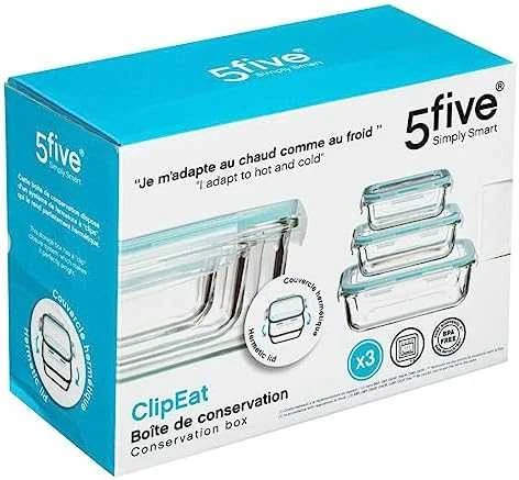 5five Simply Smart Stikliniai indai su dangteliu, 3 vnt.