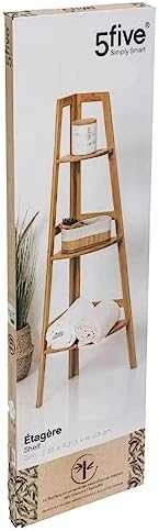 5five Simply Smart Bamboo Kampinė vonios knygų spinta, bambukinė, 3 lygių