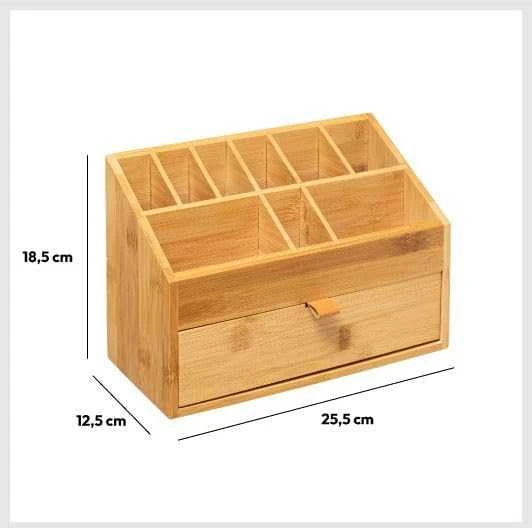 5five Simply Smart Bamboo Bambuko laikiklis kosmetikai, stalčius ir 9 skyriai
