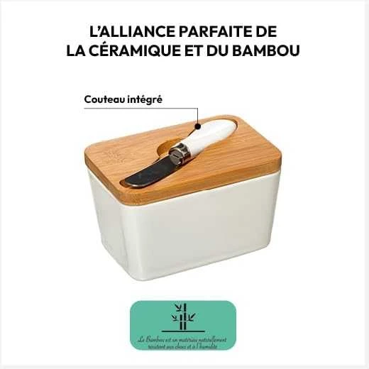 5five Simply Smart Bamboo Maselka su žirklėmis, keramikinė su bambukiniu dangteliu
