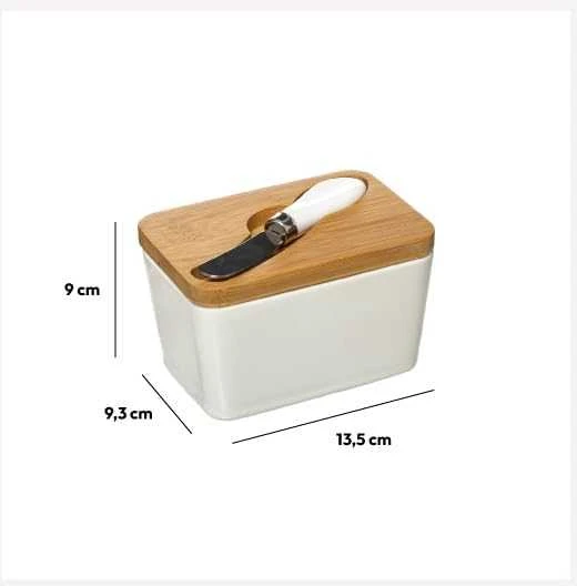 5five Simply Smart Bamboo Maselka su žirklėmis, keramikinė su bambukiniu dangteliu