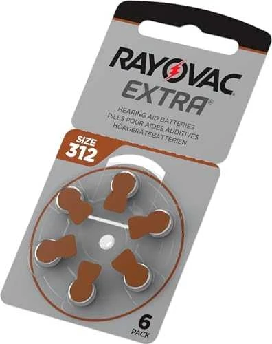 Elementai Klausos Aparatui Rayovac Extra Advance 312 PR41 6vnt
