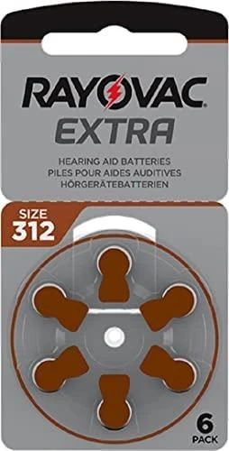 Elementai Klausos Aparatui Rayovac Extra Advance 312 PR41 6vnt
