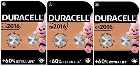 Duracell CR2016 mygtukinių baterijų trijų pakuočių komplektas