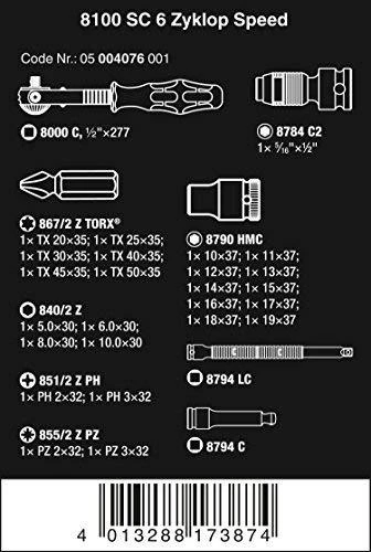 Įrankių komplektas Wera Zyklop Speed 8100 SC; 1/2''; 28 vnt.