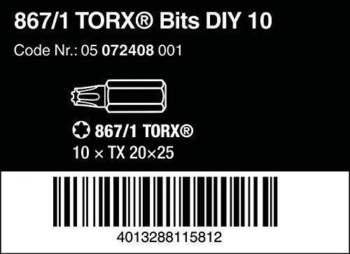 Sukimo antgaliai WERA Standart, T20 x 25 mm, 10 vnt.