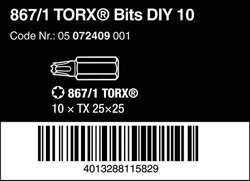 Sukimo antgaliai WERA Standart, T25 x 25 mm, 10 vnt.