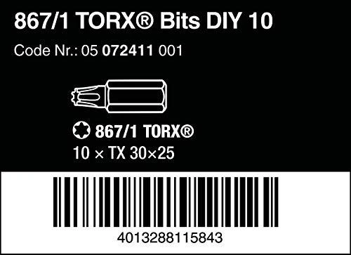 Sukimo antgaliai WERA Standart, T30 x 25 mm, 10 vnt.