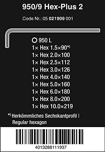 Šešiakampių raktų rinkinys 950 L/9 SM N Hex-Plus WERA