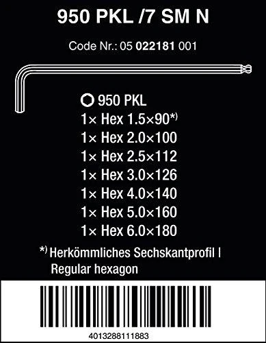 Raktų komplektas 950PKL/9SM, L-formos, HEX, Wera