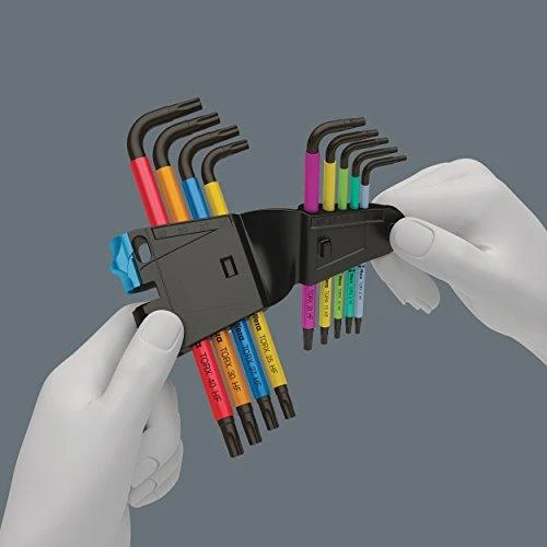 Wera Multicolor L-raktų rinkinys su laikymo funkcija, BlackLaser TORX HF