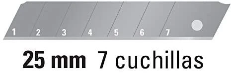 Sustiprintas gumuotas peilis laužomomis 25mm geležtėmis. (3geležtės komplekte) Truper®