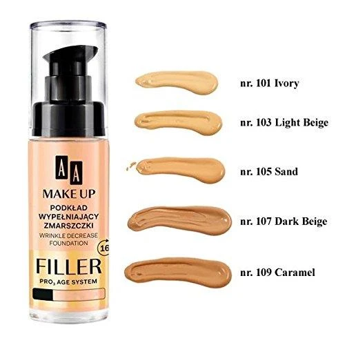 AA Make Up Filler Wrinkle Decrease Foundation Pro Age System 107 Dark rusvai gelsvas, 30 ml