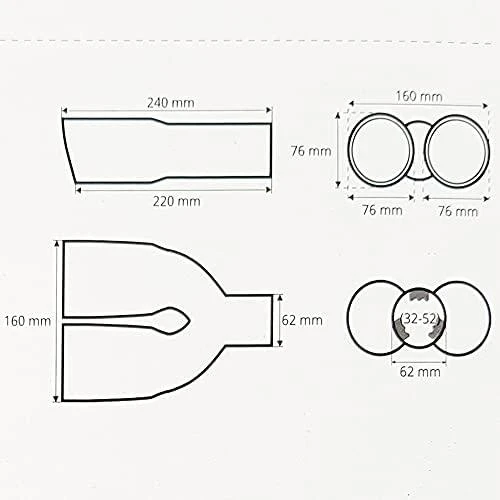 Duslintuvo antgalis 32-52 mm, nerūdijančio plieno, deginto metalo efekto, AMIO-02354