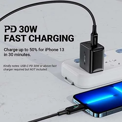 USB laidas Acefast C6-01 MFi PD30W USB-C to Lightning 1.2m juodas