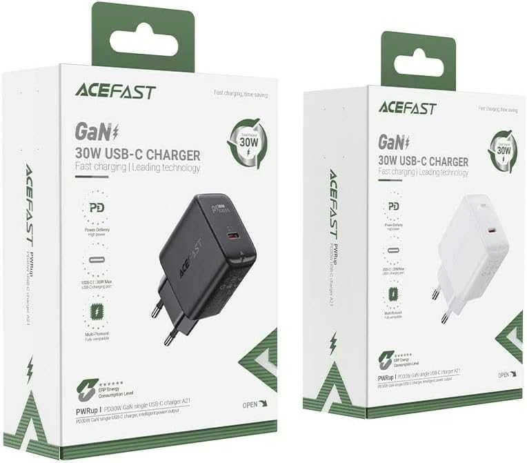 Įkroviklis Acefast A21 30W GaN USB-C baltas