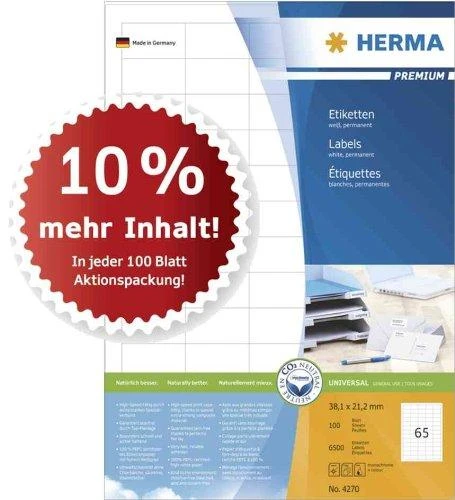 HERMA 4475 lipni etiketė Balta Stačiakampis Ilgalaikis 1400 vnt