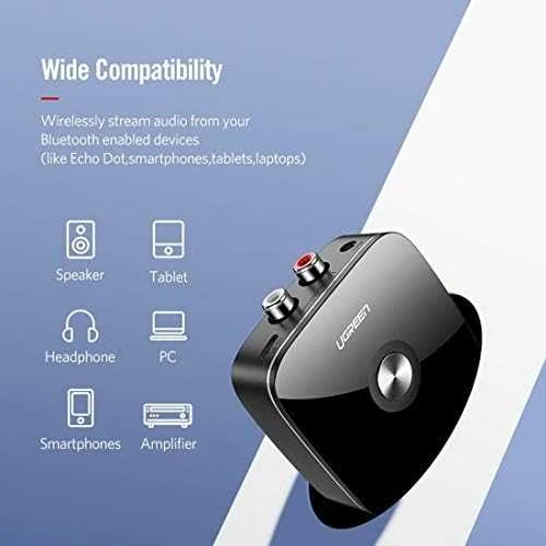 Ugreen Bluetooth 5.0 imtuvo adapteris 2x RCA 3.5mm lizdas aptX juodas