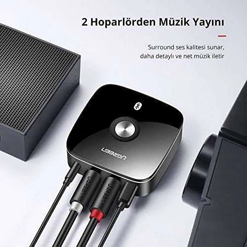Ugreen Bluetooth 5.0 imtuvo adapteris 2x RCA 3.5mm lizdas aptX juodas