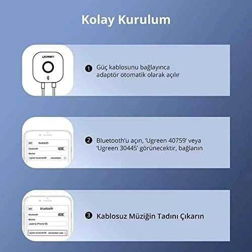 Ugreen Bluetooth 5.0 imtuvo adapteris 2x RCA 3.5mm lizdas aptX juodas
