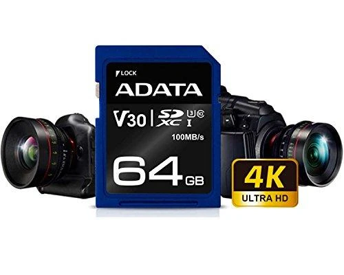 Atminties kortelė A-DATA Premier Pro SDXC, UHS-I U3 Class 10, 64GB, mėlyna / ADATA-338