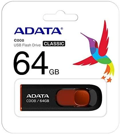 Ištraukiamas atmintukas Adata C008 64GB Juodas/Raudonas
