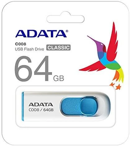 Ištraukiamas atmintukas Adata C008 64GB Baltas/Mėlynas
