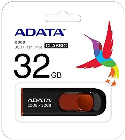 Ištraukiamas atmintukas Adata C008 32GB Juodas/raudonas