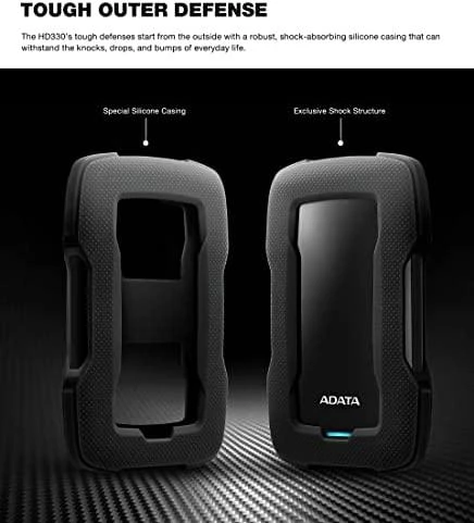 Kietasis diskas ADATA HD330 | 1000 GB | 2,5 colio | USB 3.1 | Juodas | Itin plonas ir didelės talpos patvarus HDD, trys unikalios spalvos su stilingu korpusu, išskirtinė apsauga nuo smūgio jutiklio, 256 bitų AES šifravimas, (atgal suderinama su USB 2.0)