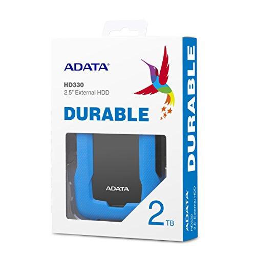 Kietasis diskas ADATA HD330 | 2000 GB | 2,5 colio | USB 3.1 | Mėlyna | Itin plonas ir didelė talpa patvariam HDD, trys unikalios spalvos su stilingu korpusu, išskirtinė apsauga nuo smūgio jutiklio, AES šifravimas 256 bitų, (atgal suderinamas su USB 2.0)