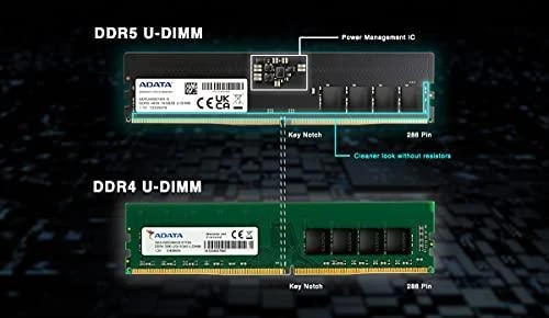 ADATA DDR5 vs DDR4 atminties modulių skirtumai