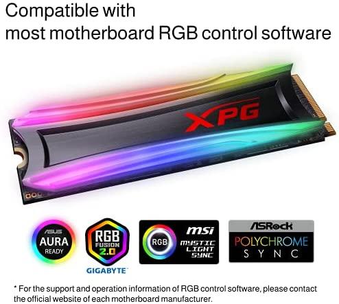 XPG (ADATA) ADATA | Spectrix S40G RGB | 1000 GB | SSD sąsaja M.2 NVME | Skaitymo greitis 3500 MB/s | Rašymo greitis 3000 MB/s