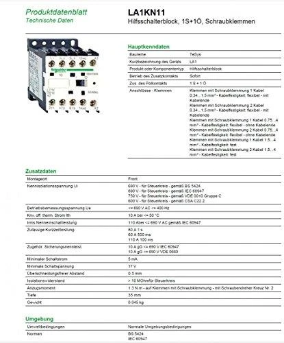 Schneider Electric Schneider pagalbinis kontaktas 1NO 1NC tvirtinimas priekyje LA1KN11